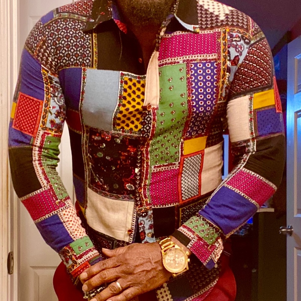 Men Patchwork Shirt. - image 5